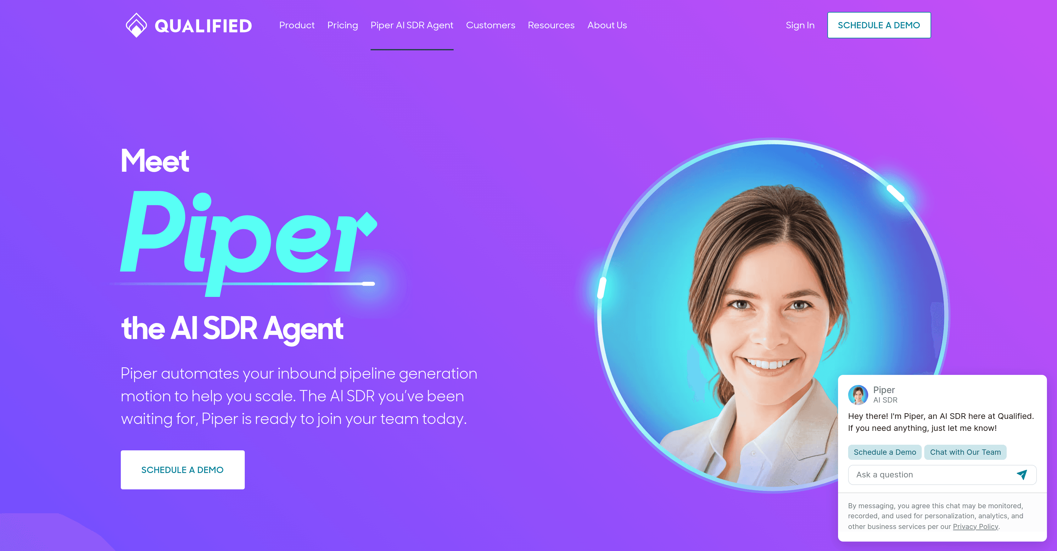 Piper SDR Agent by Qualified screenshot