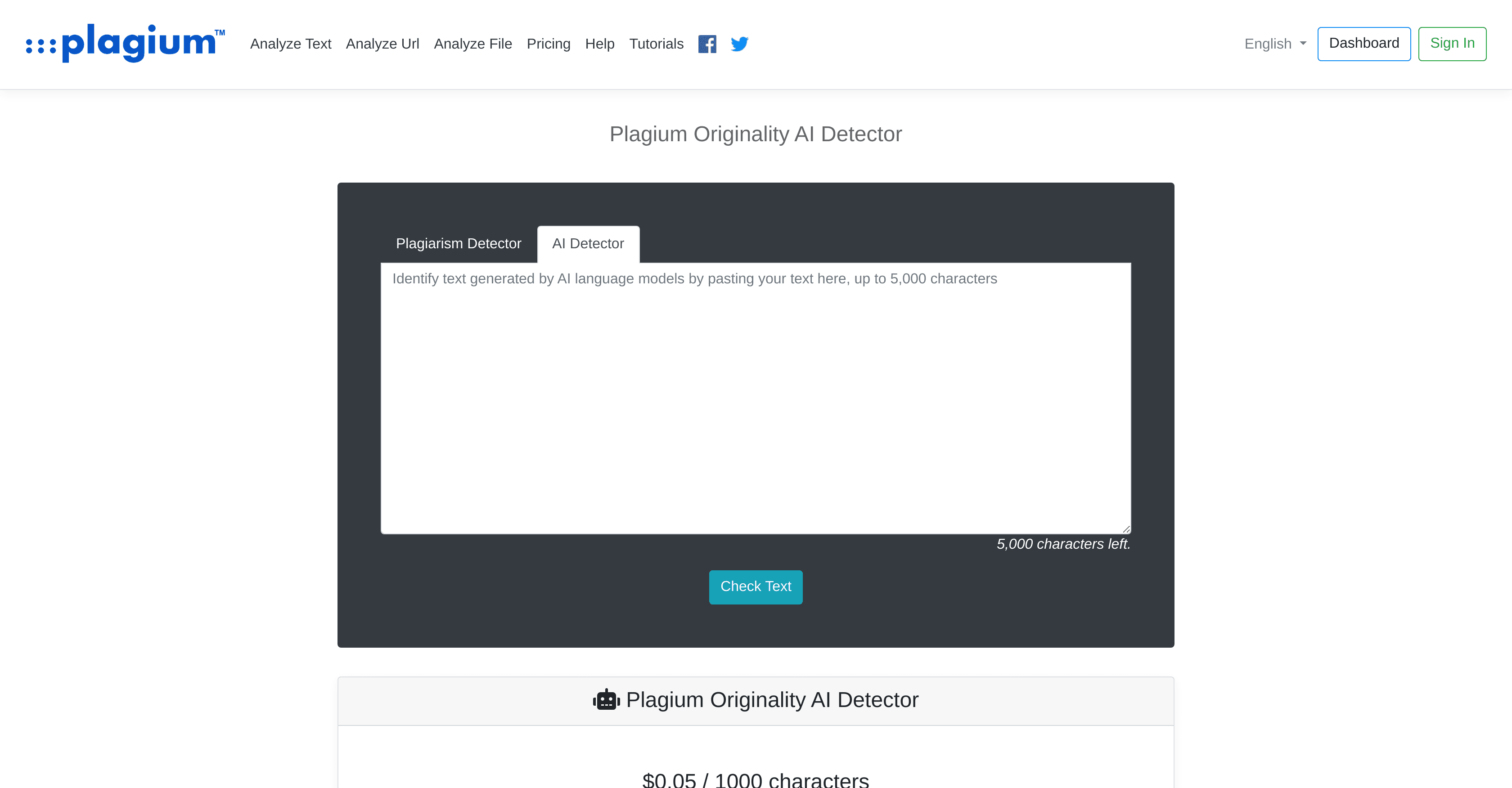 Plagium AI Detector screenshot