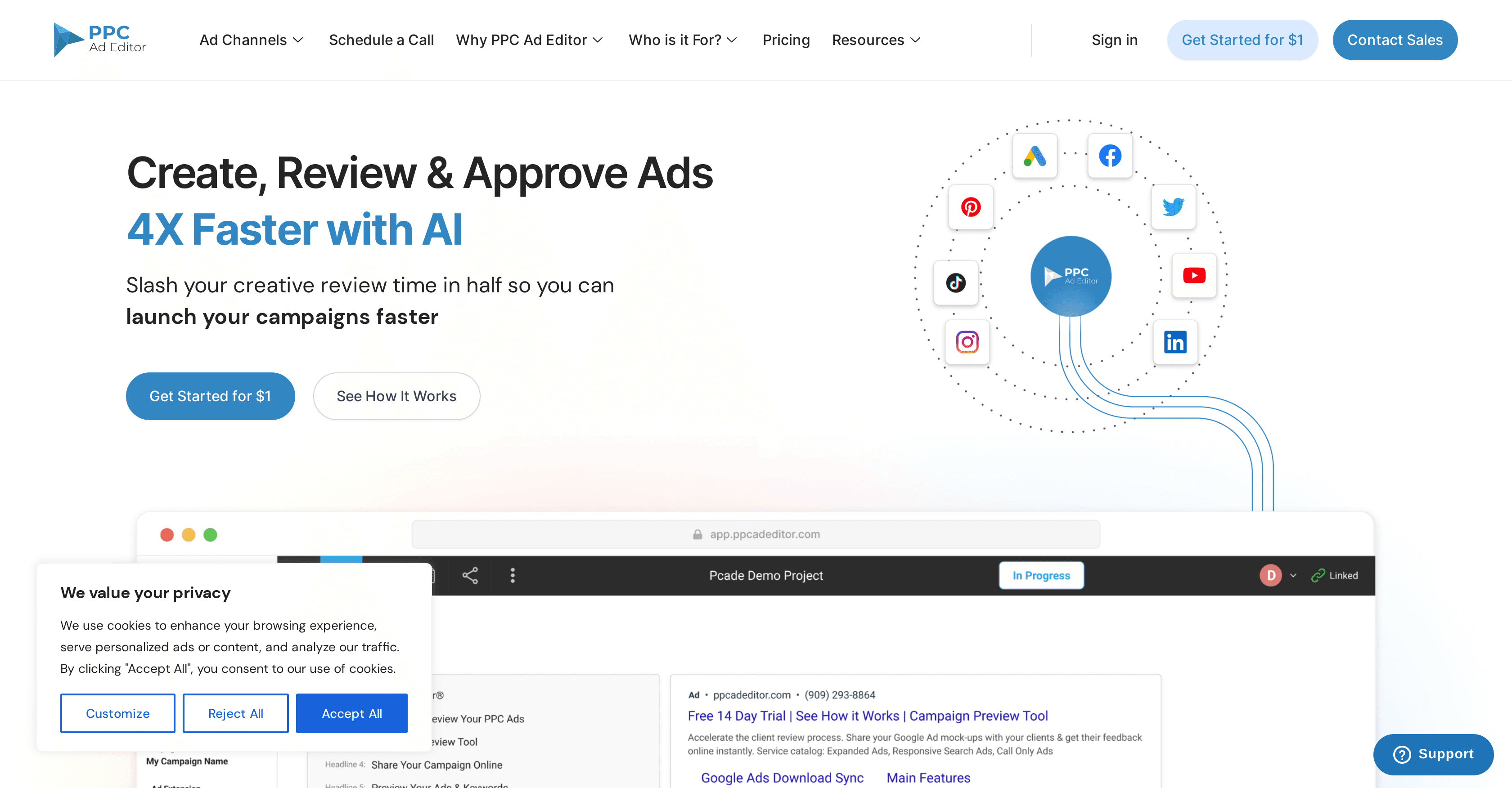 PPC Ad editor screenshot