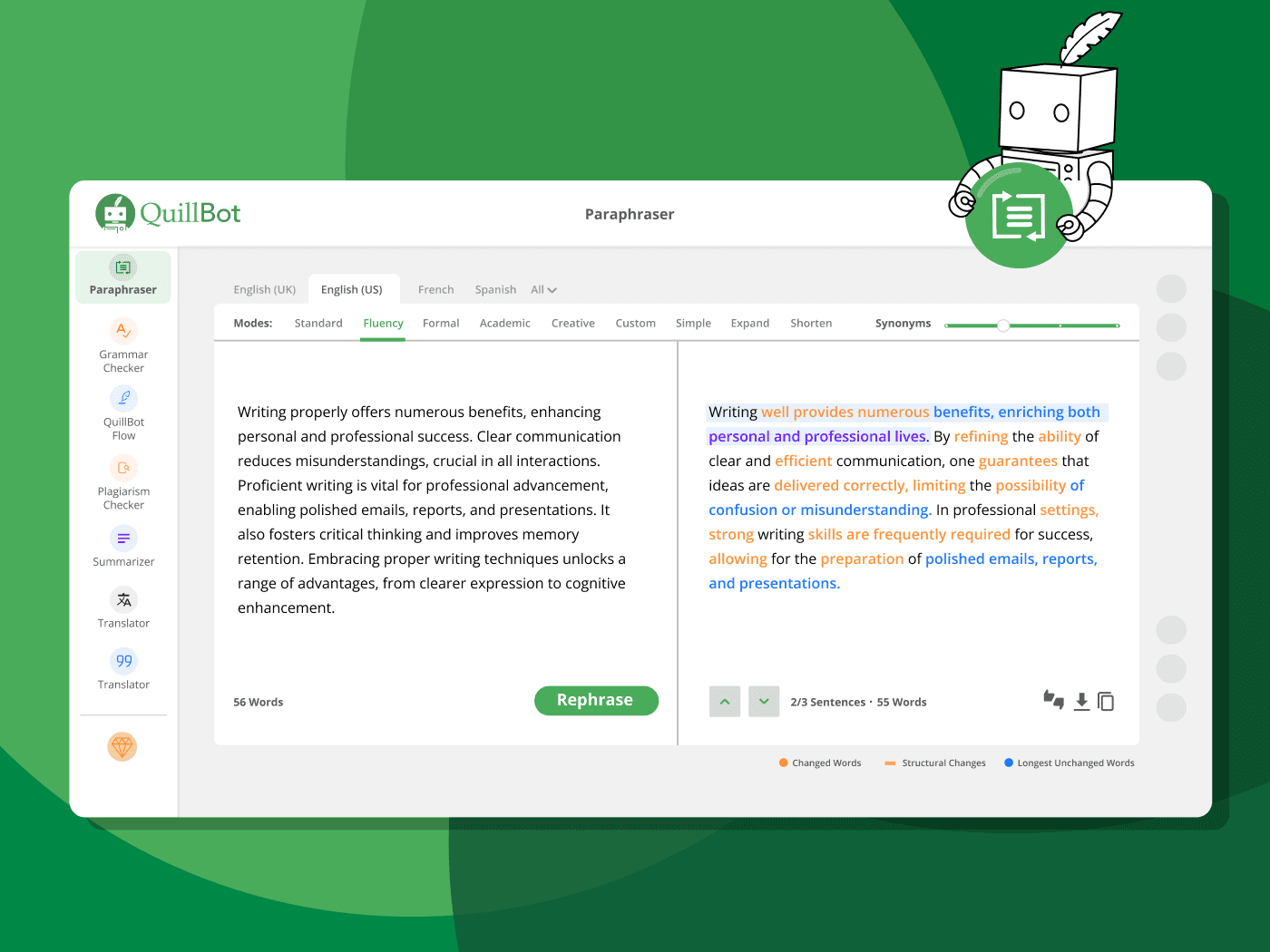 QuillBot: AI writing companion screenshot