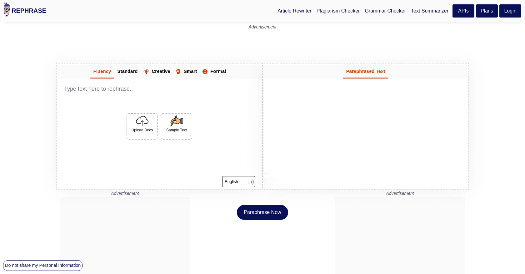Rephrase.info screenshot