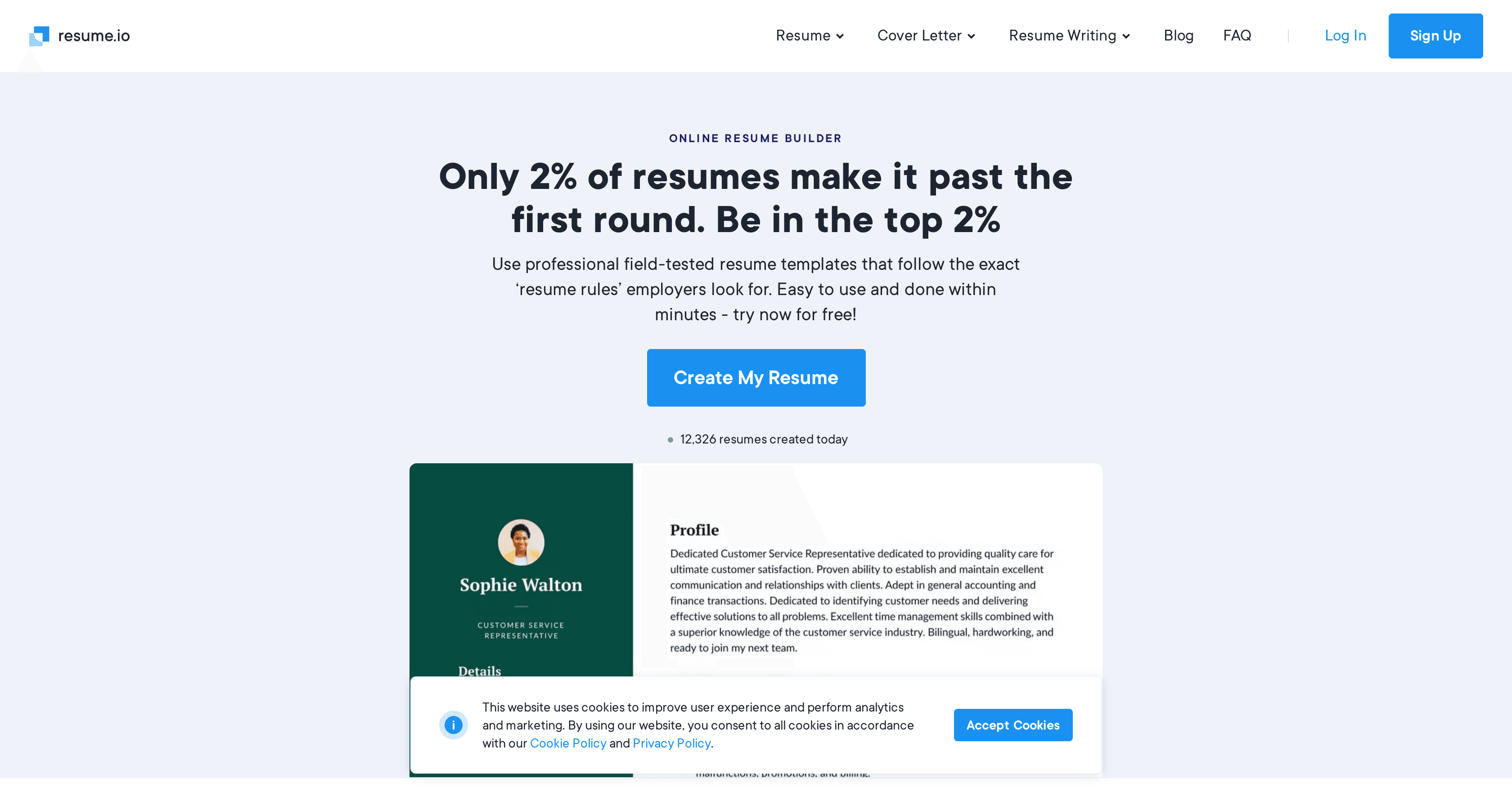 Resume.io screenshot
