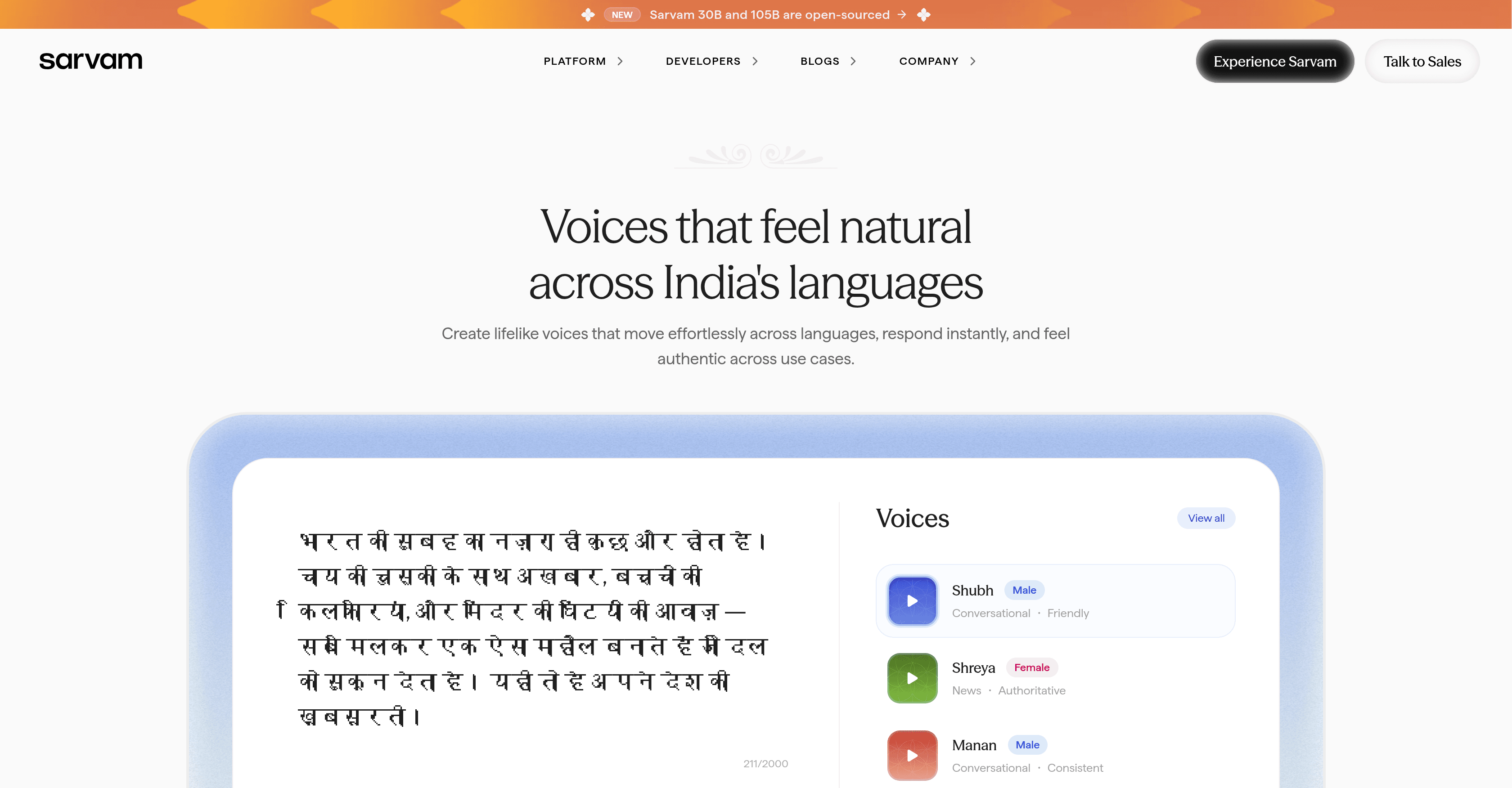 Sarvam AI - Text to Speech API screenshot
