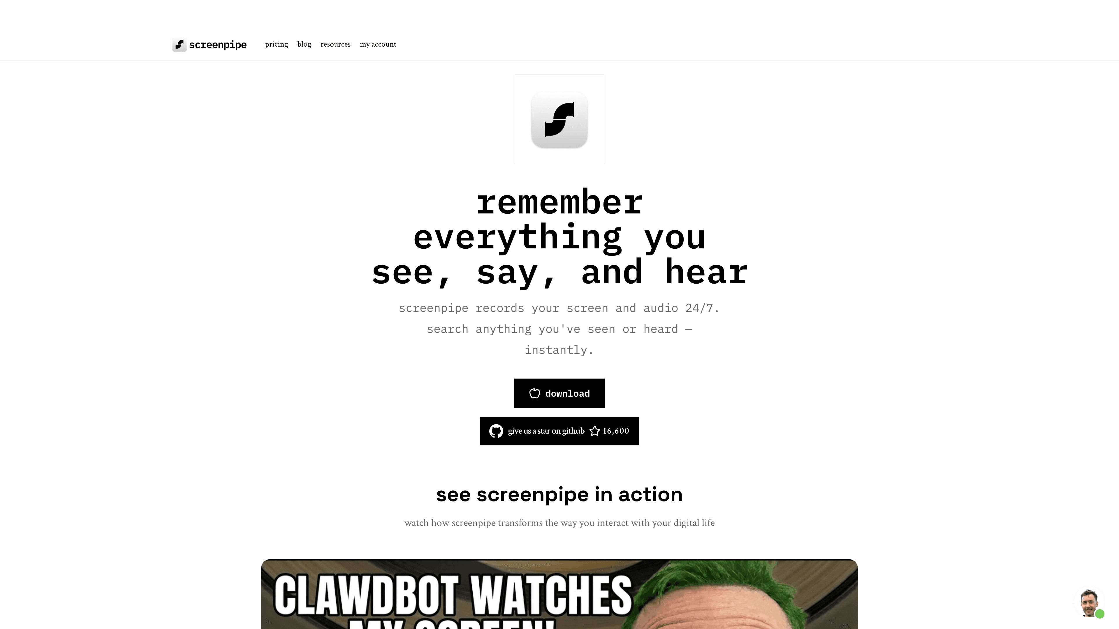 screenpipe screenshot