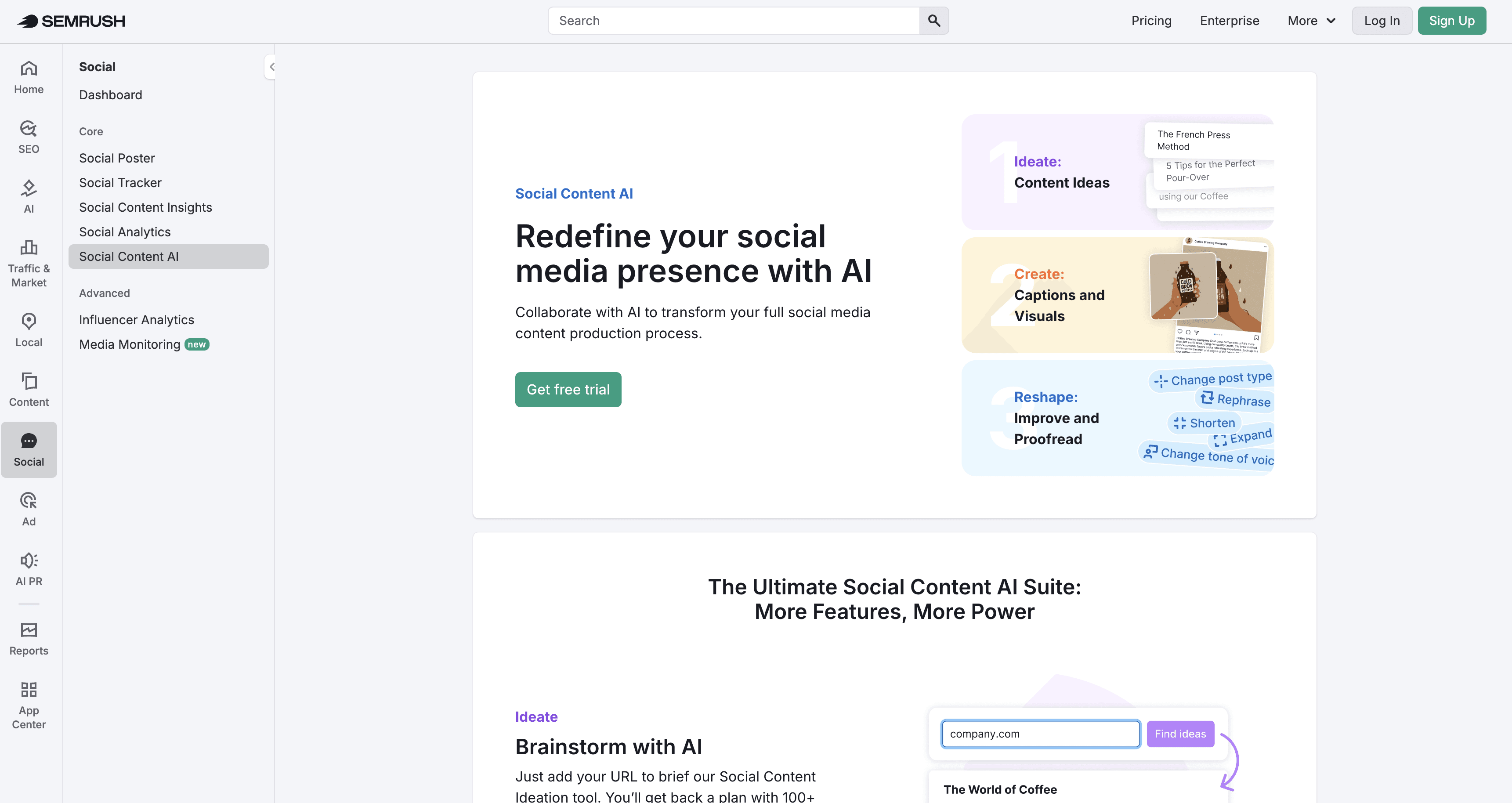 Semrush | Social Content AI screenshot
