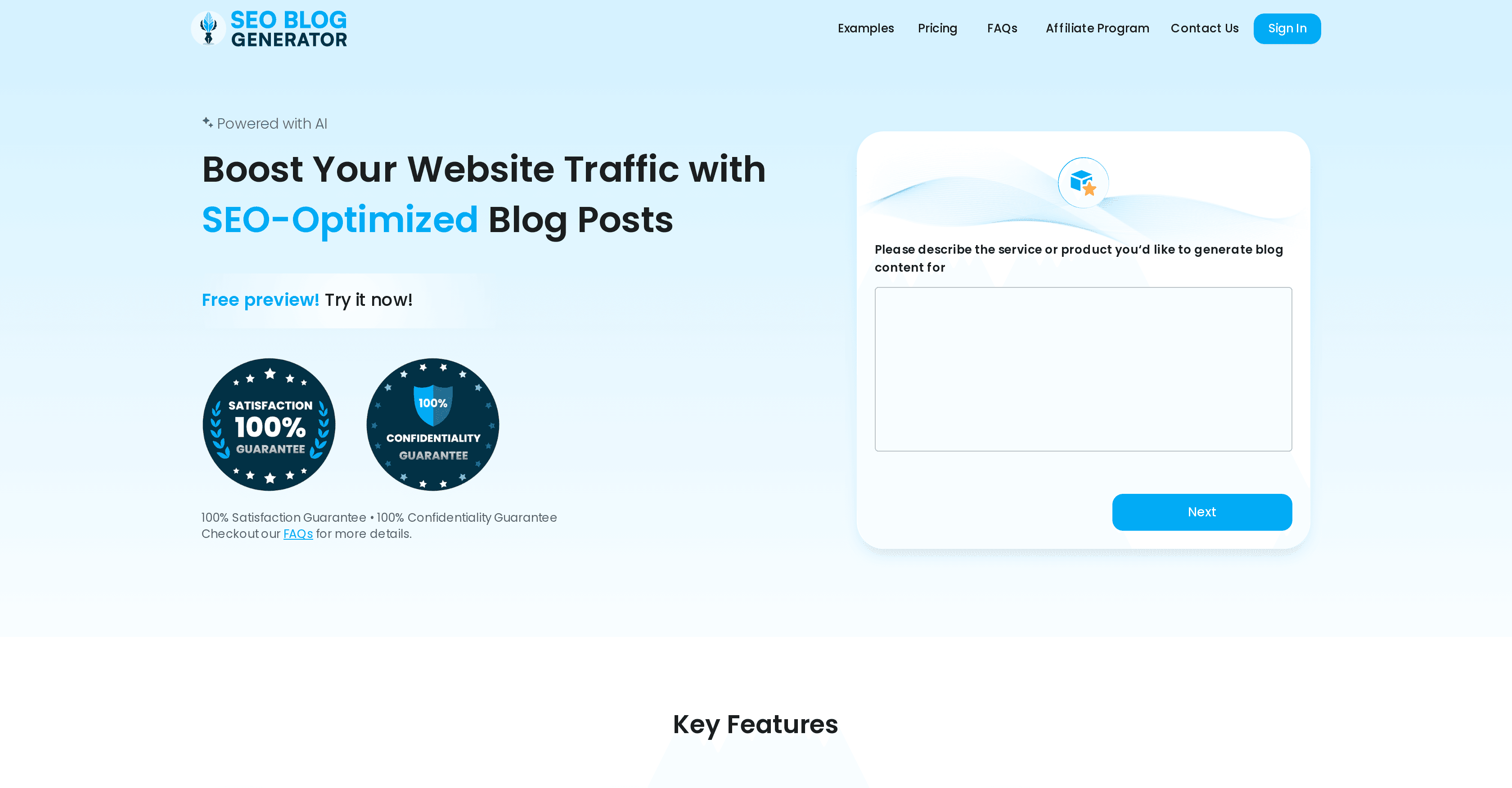 SEO Blog Generator screenshot