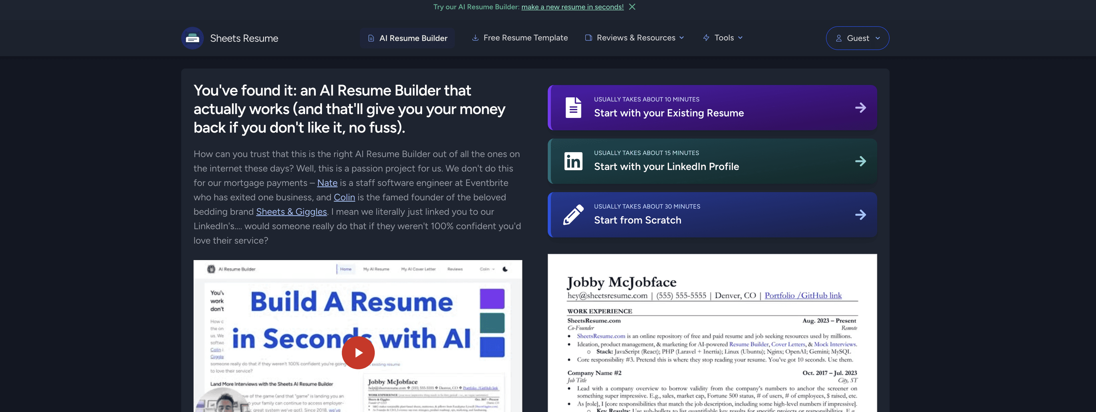 SheetsResume screenshot
