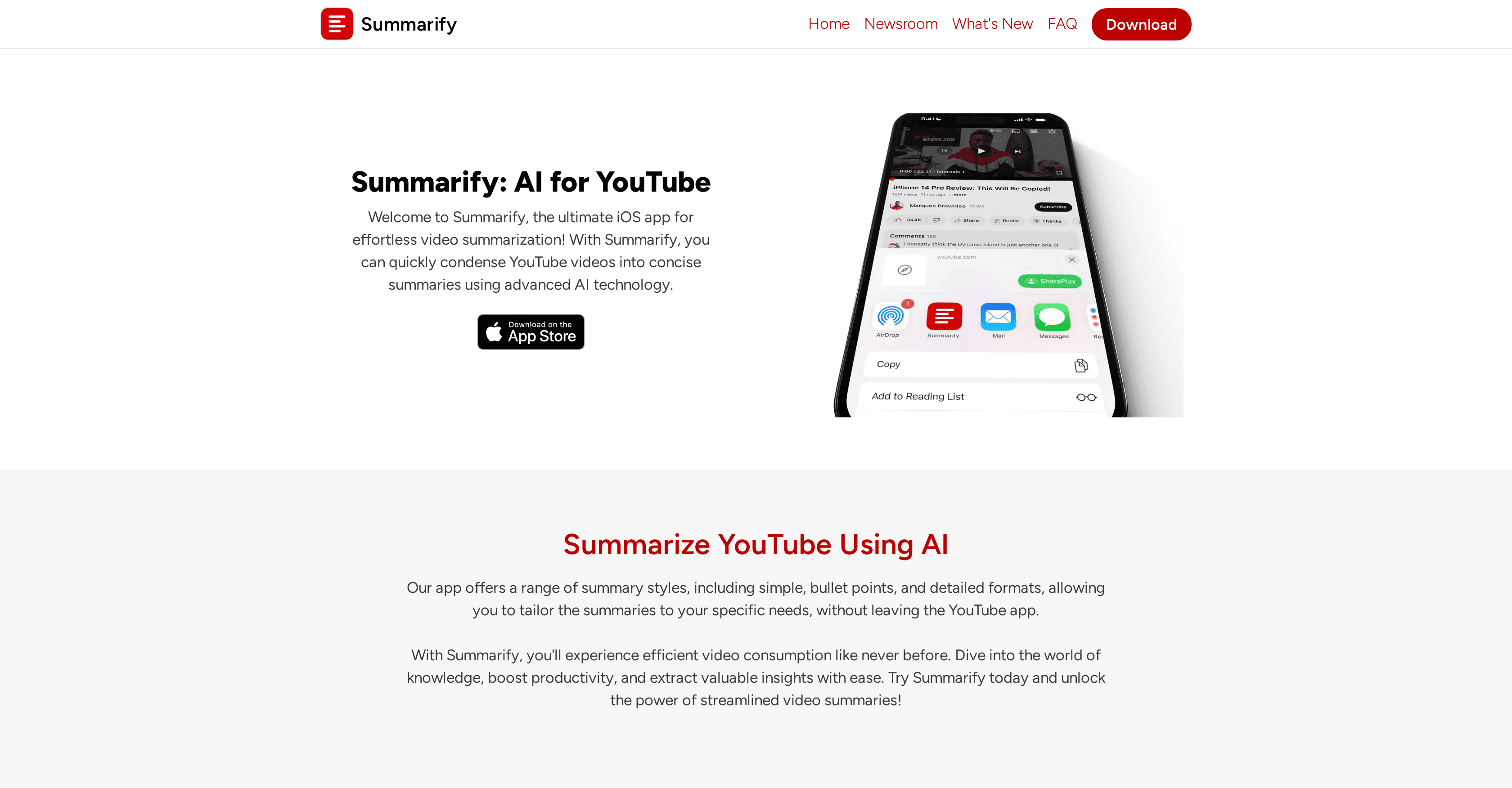 Summarify screenshot