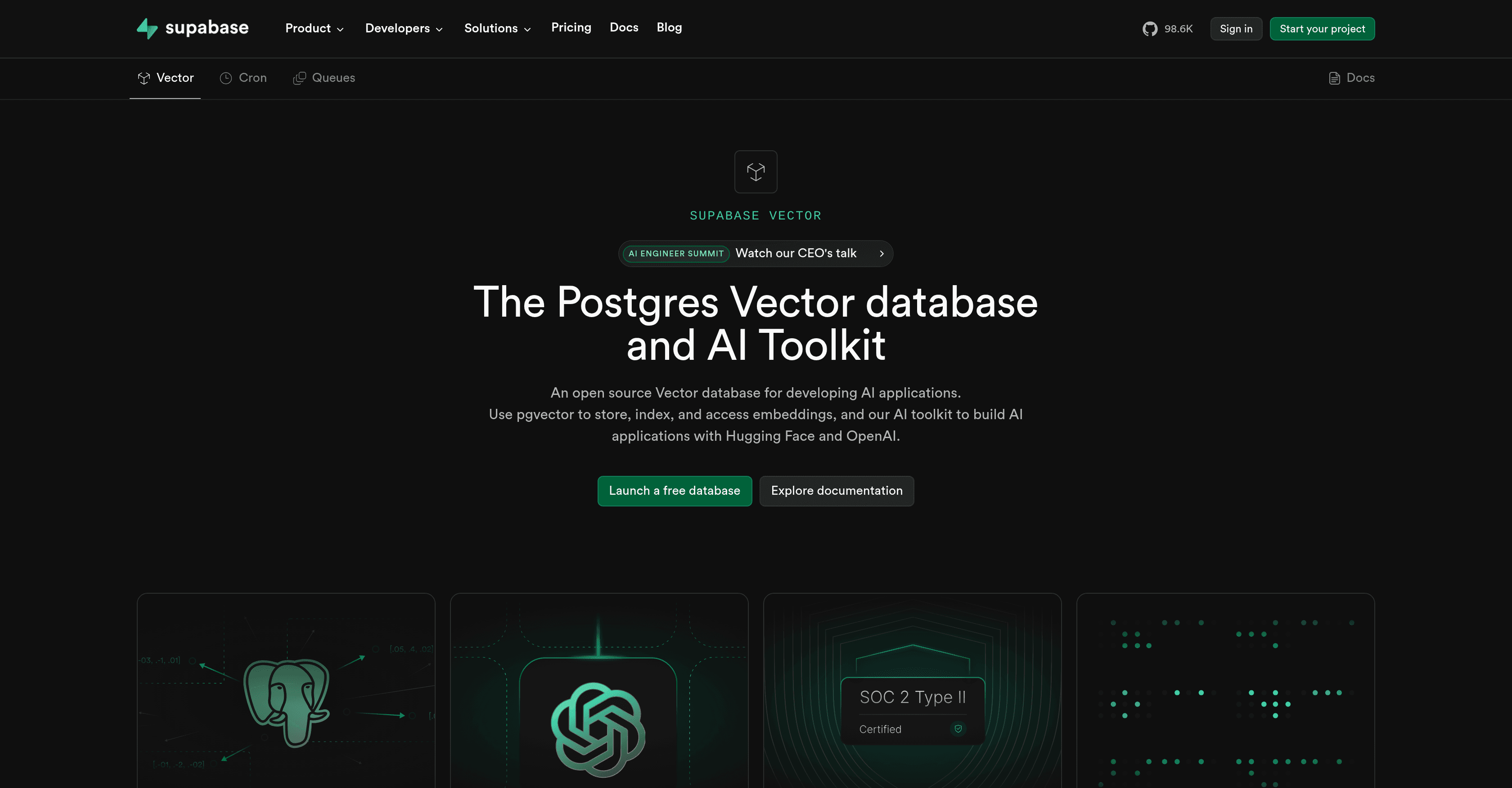 Supabase Vector screenshot