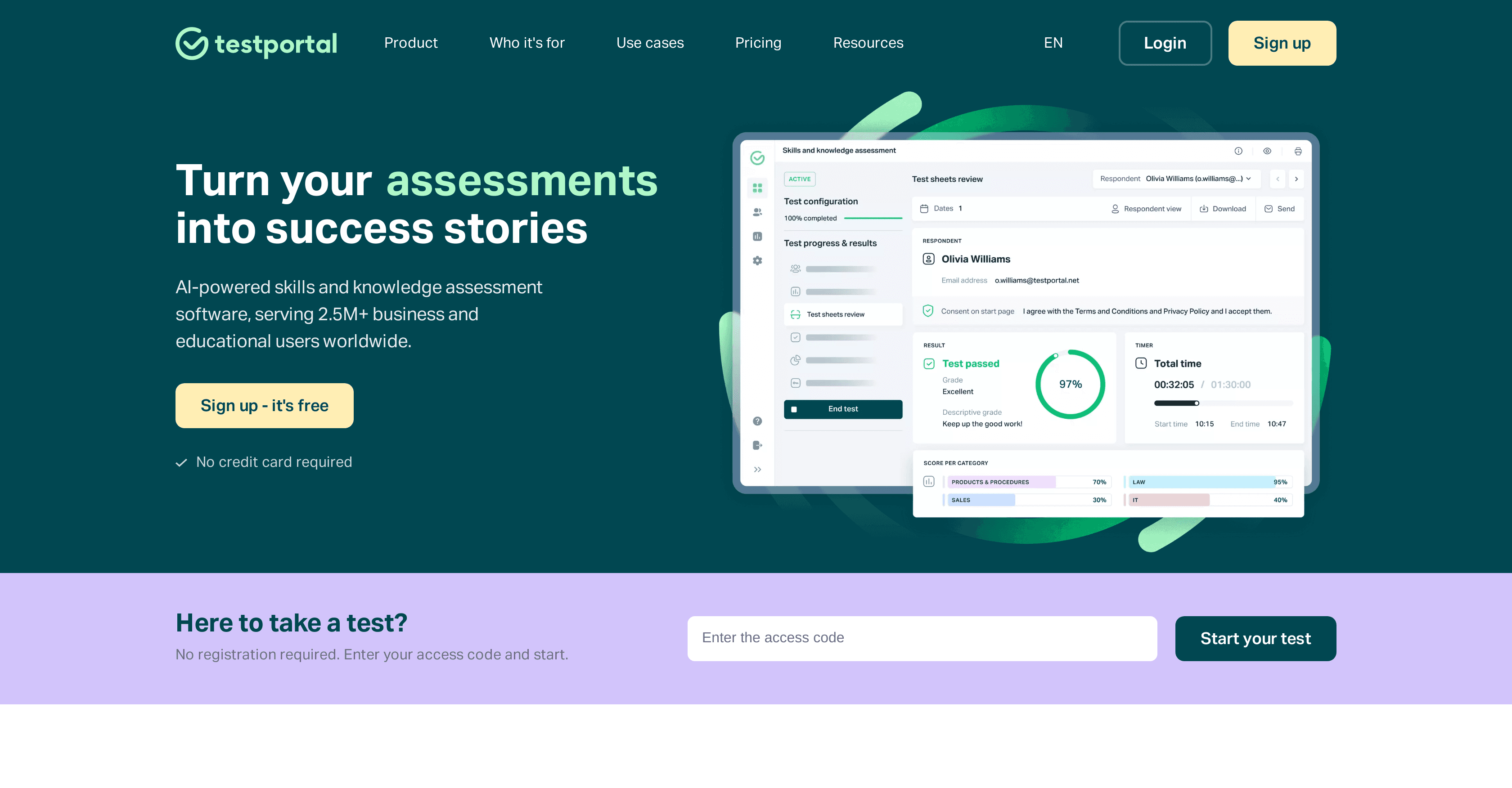Testportal screenshot