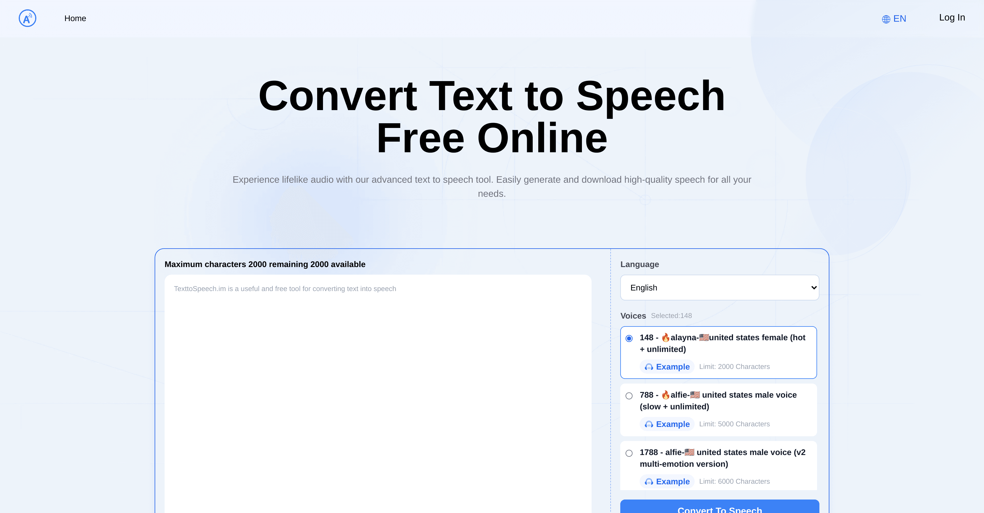 Text to Speech.im screenshot