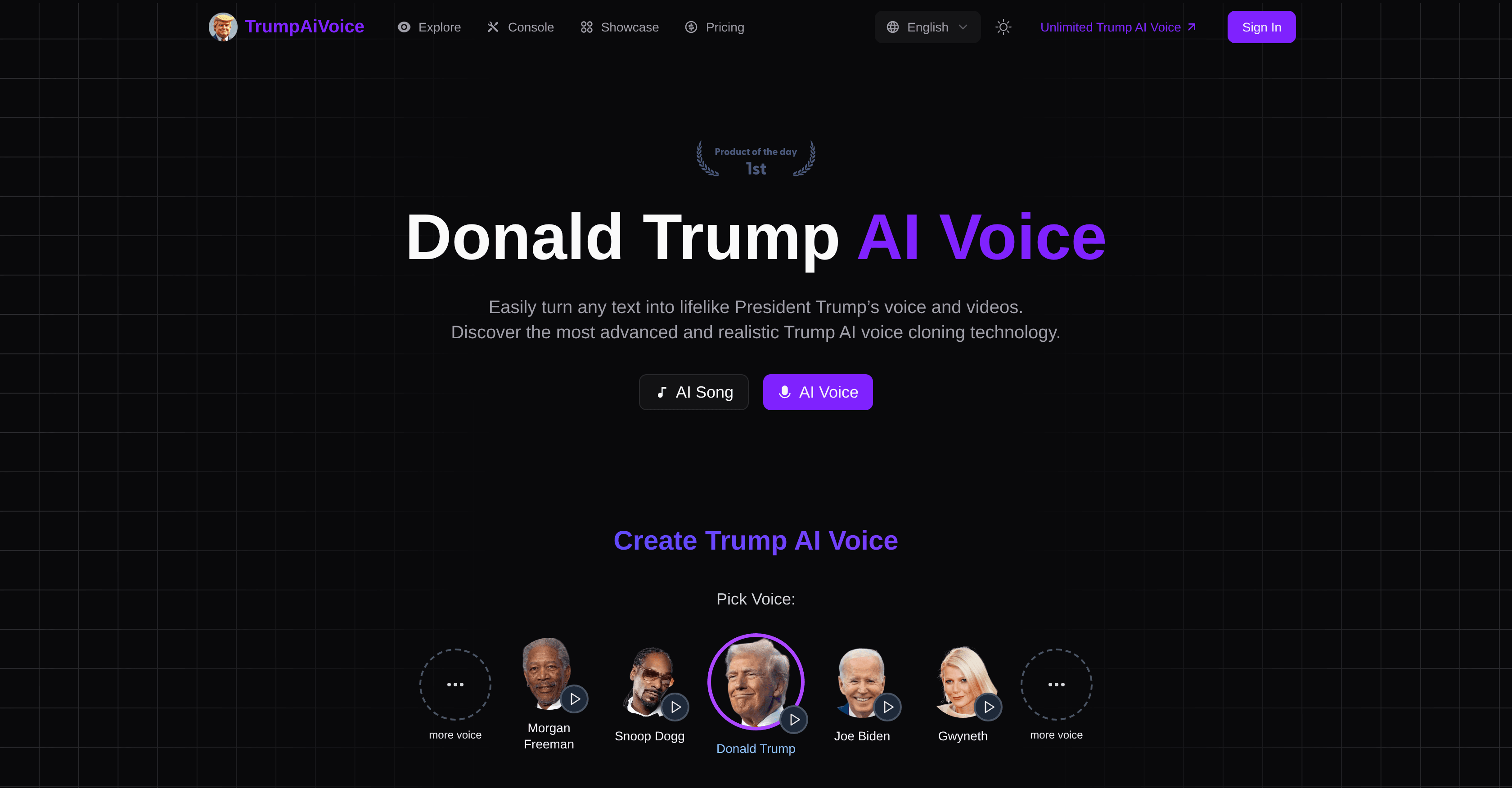 TrumpAiVoice.net screenshot