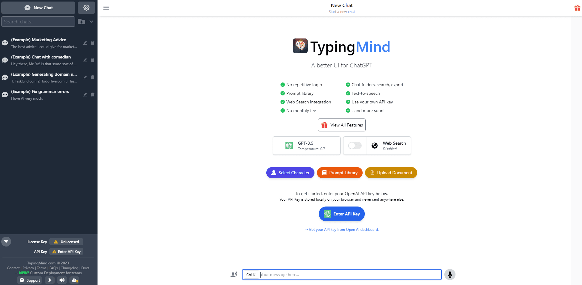 Typing Mind screenshot
