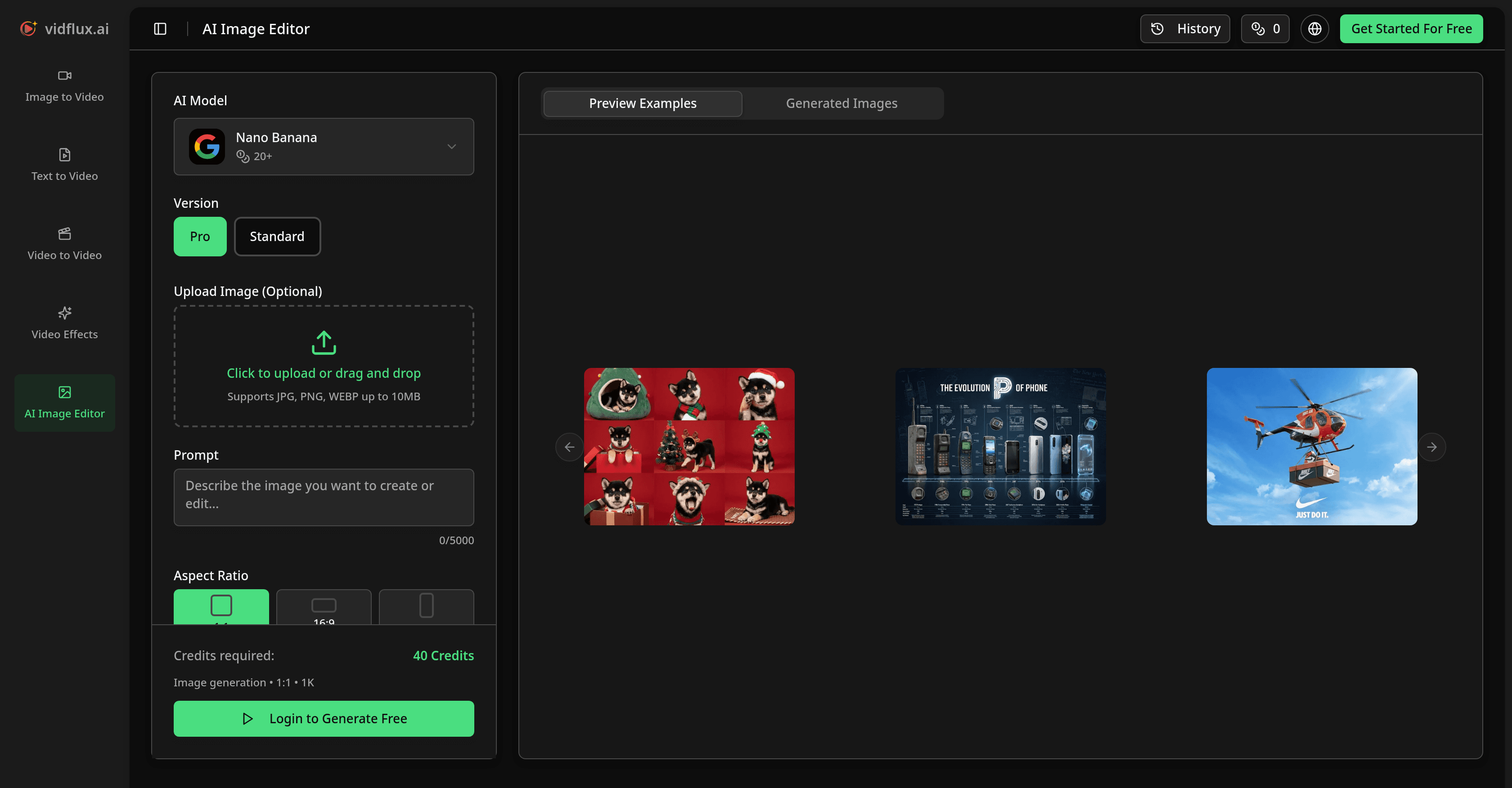 VidFlux AI Image Editor screenshot