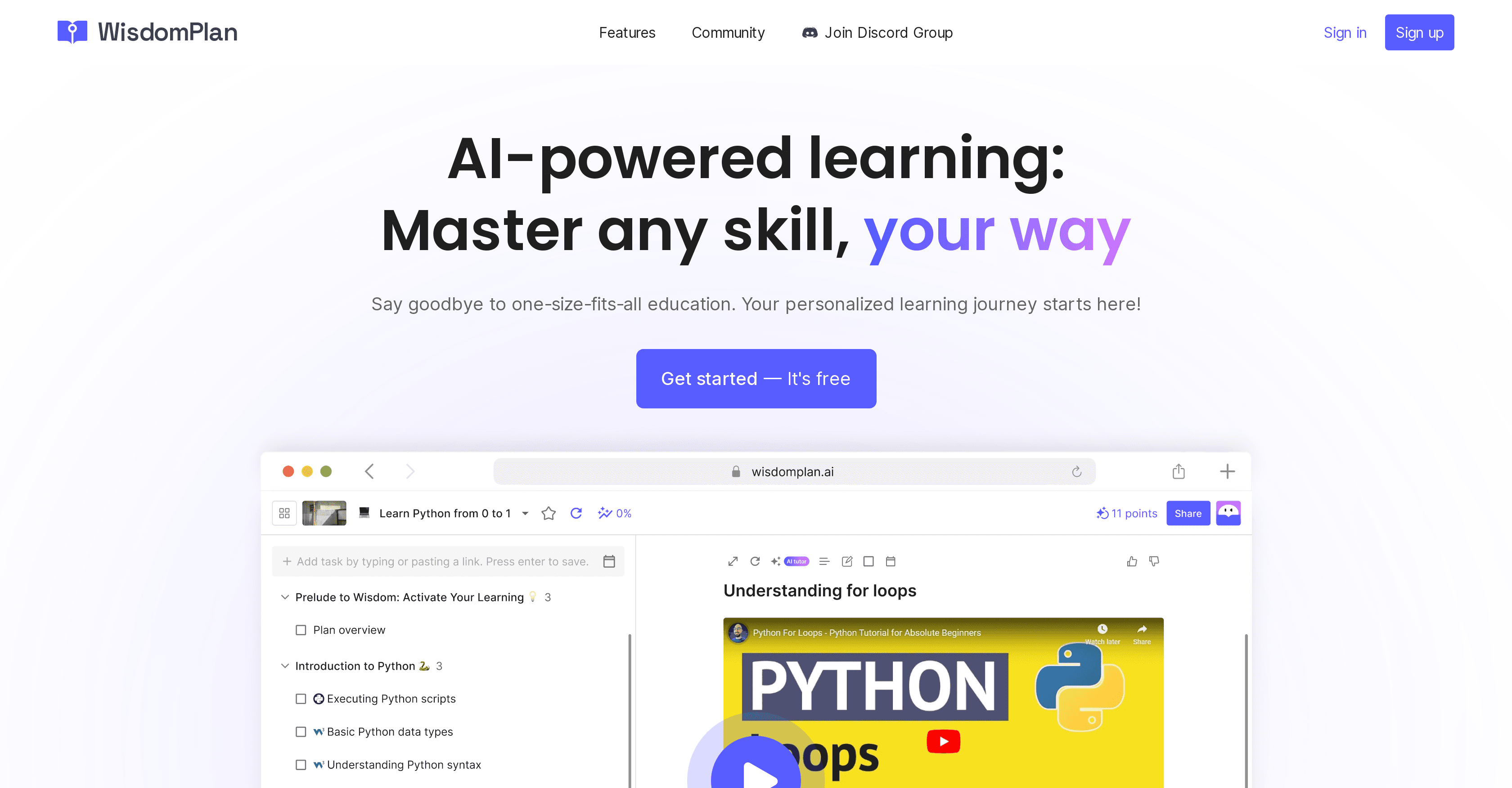 WisdomPlan screenshot