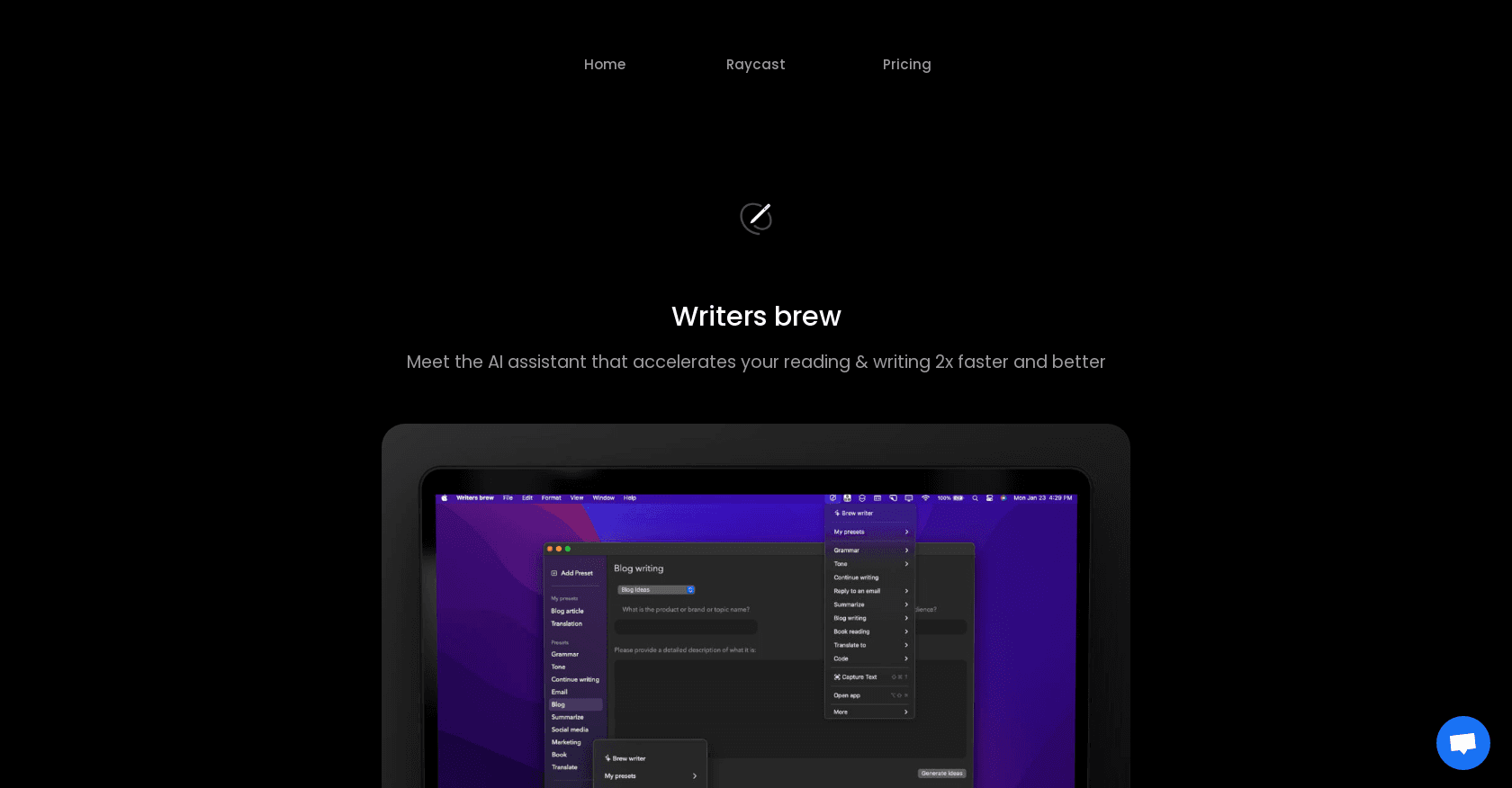 Writers brew screenshot