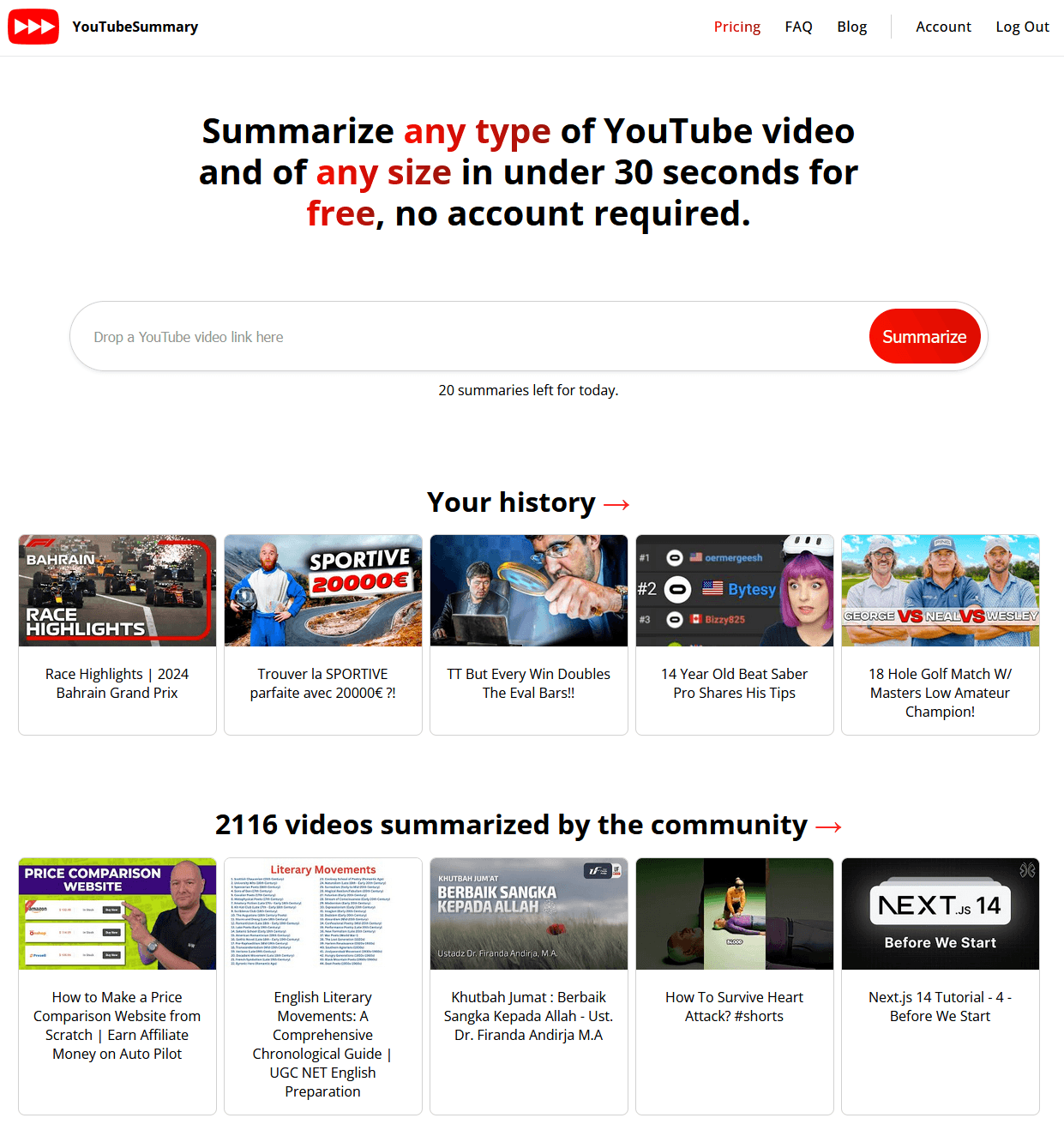 YouTube Summary screenshot