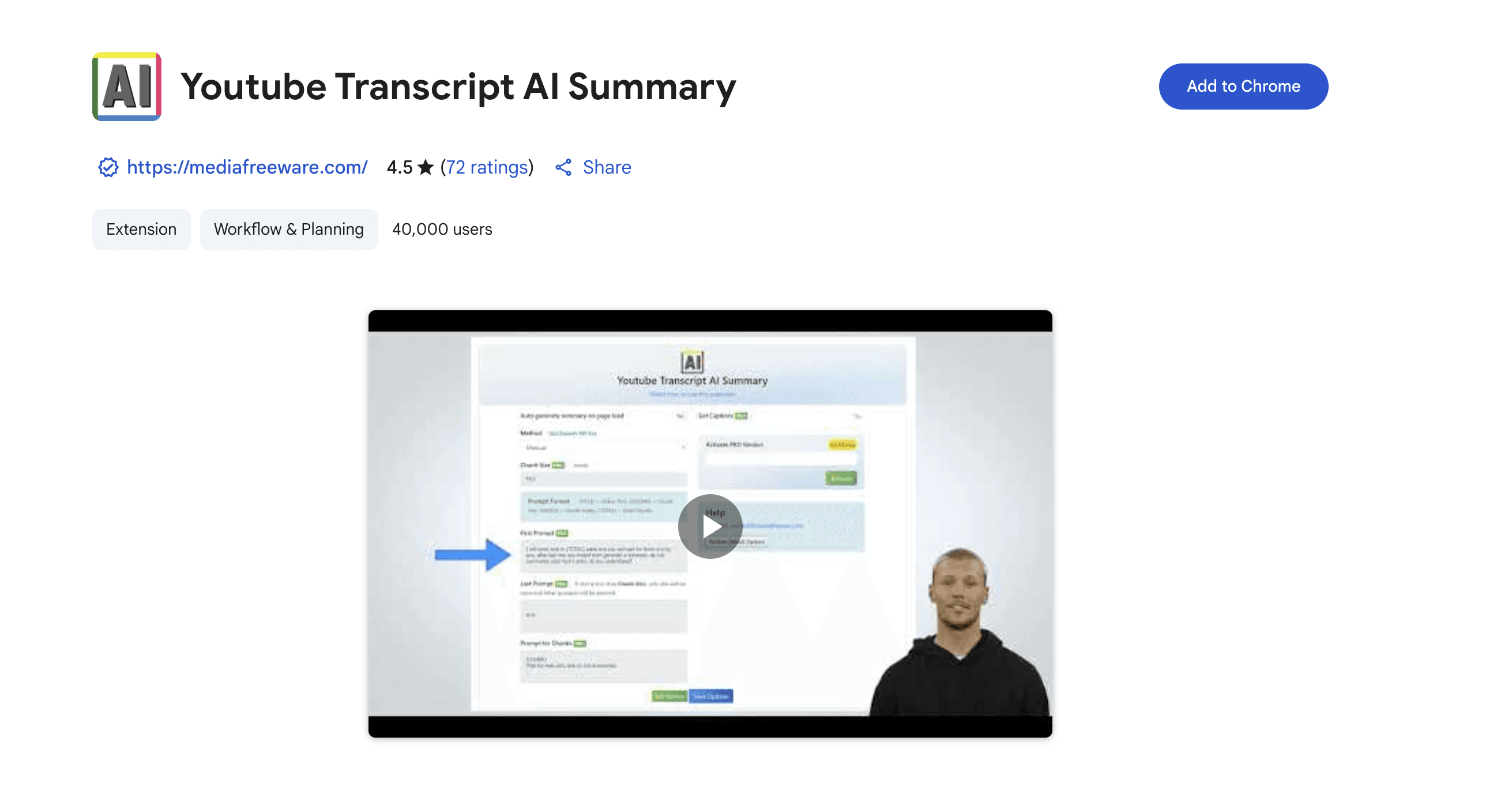Youtube Transcript AI Summary screenshot