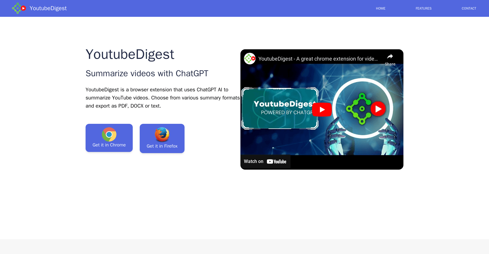 YoutubeDigest screenshot