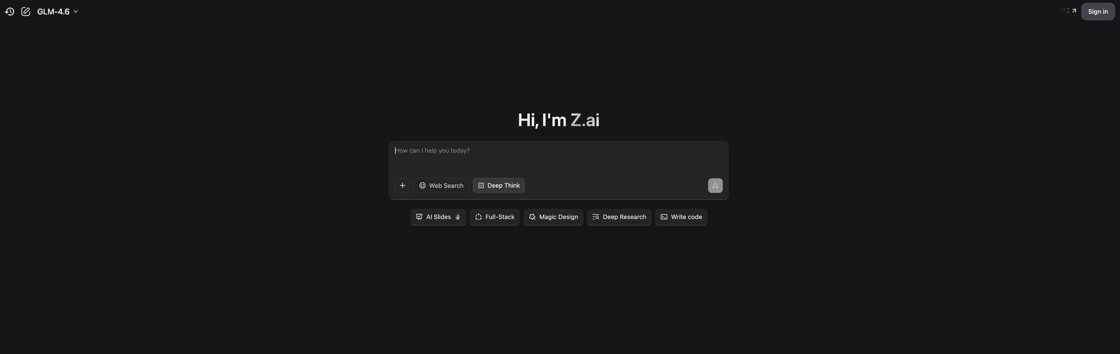 Z.ai screenshot