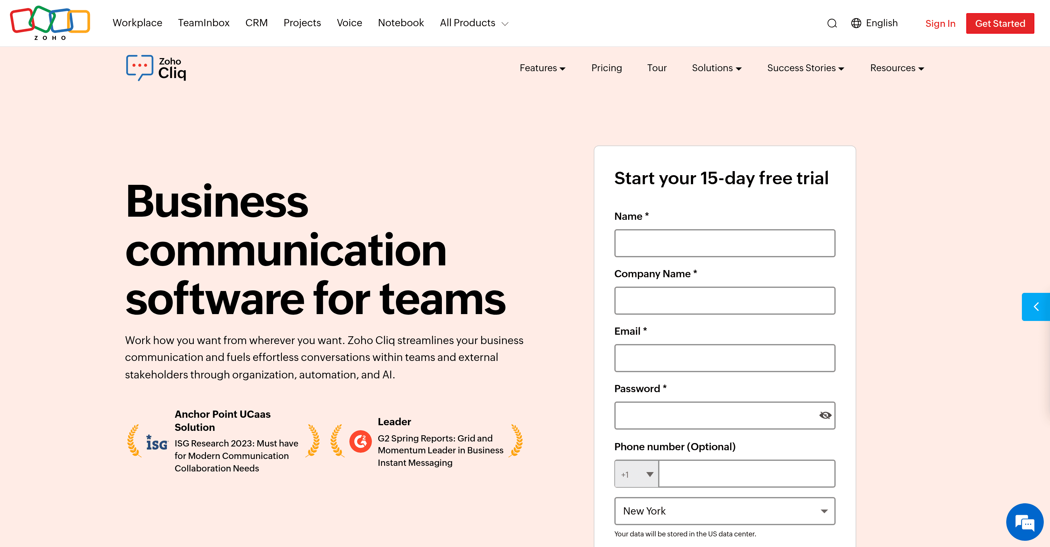 Zoho Cliq screenshot