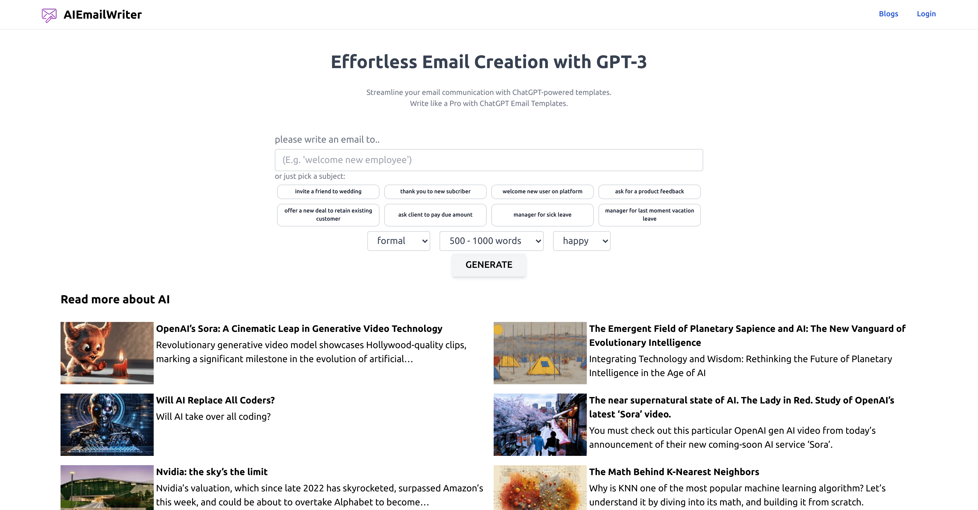 AI Email Writer screenshot