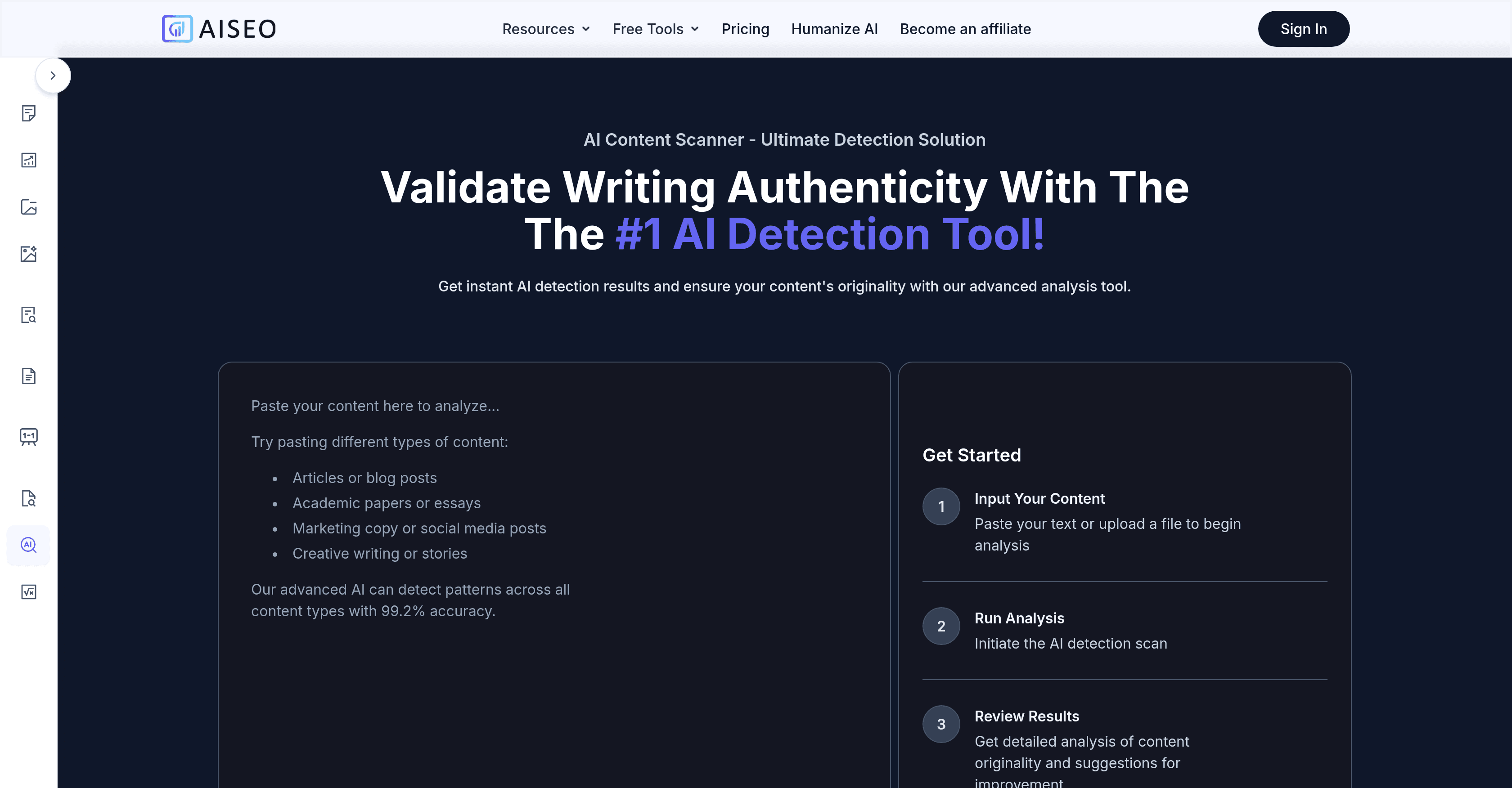 AISEO AI Detector screenshot