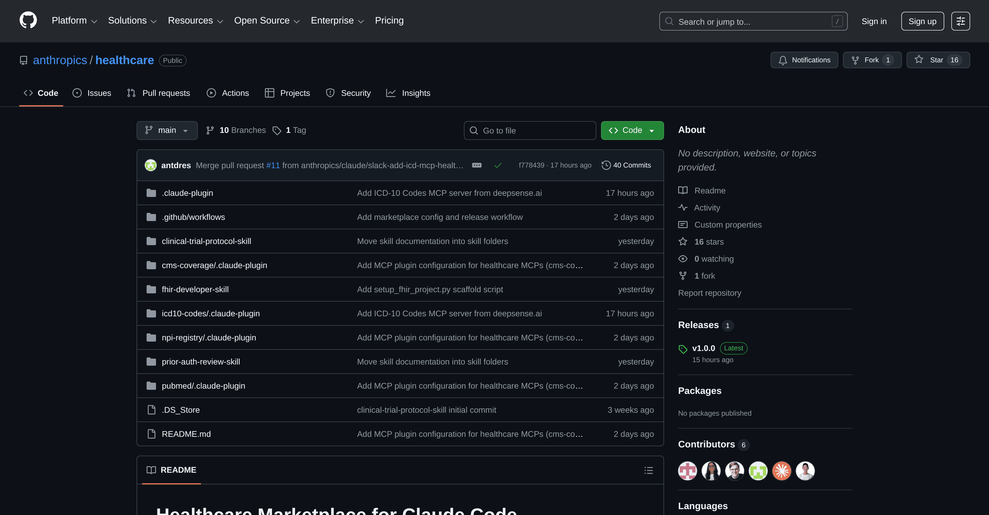 Anthropic Healthcare screenshot