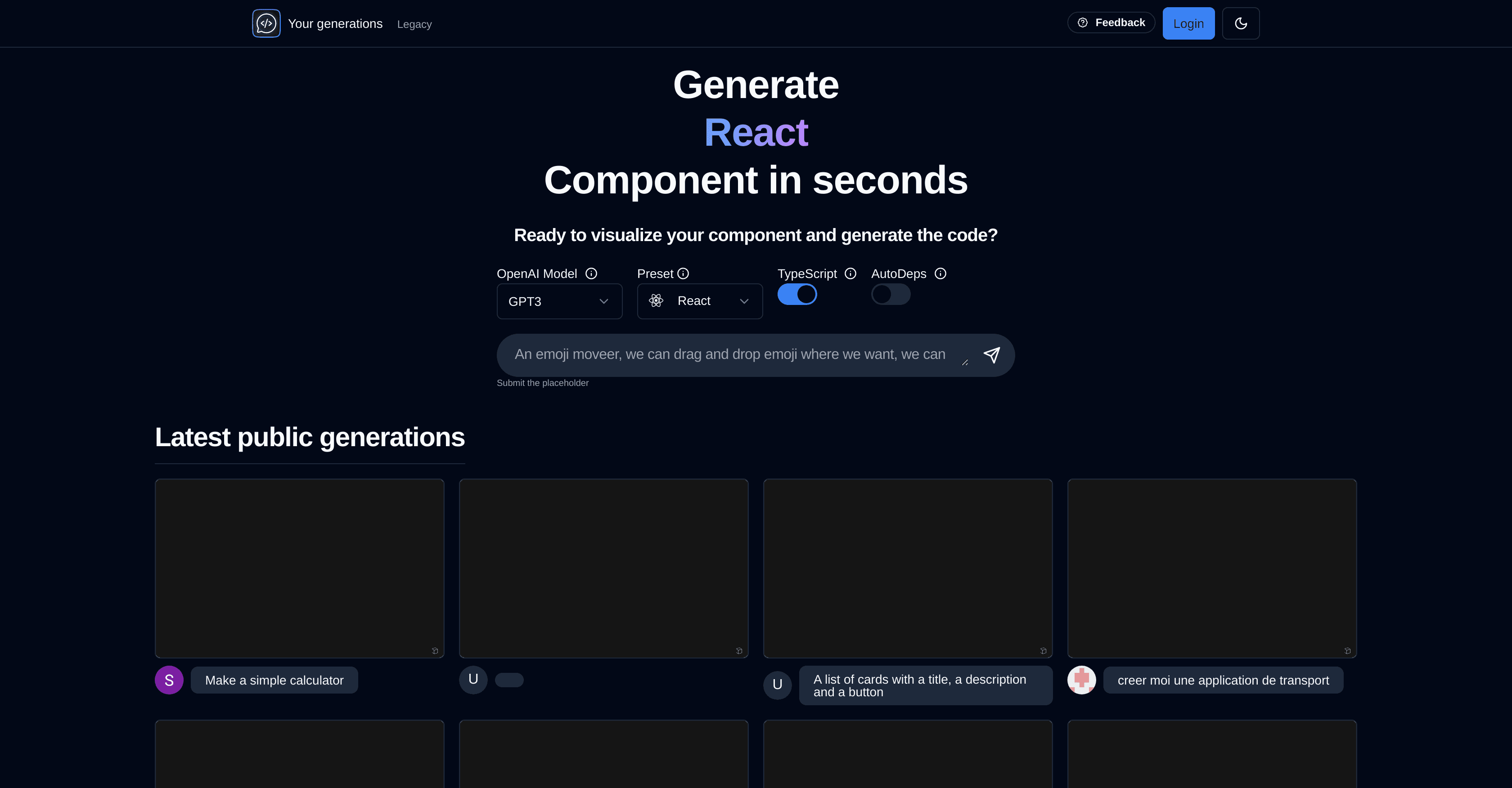 Chat2Code.dev screenshot