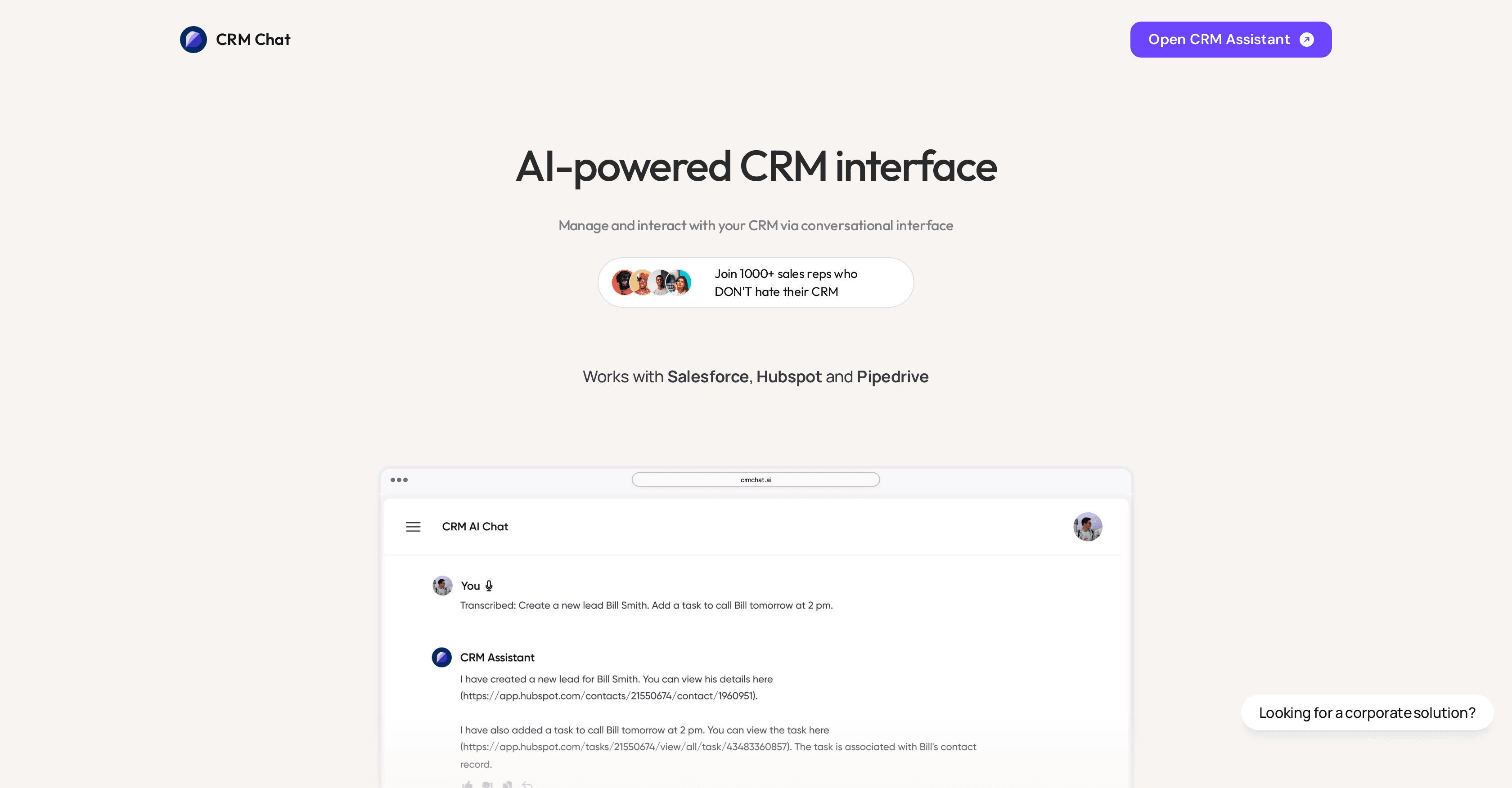 CRM Chat screenshot