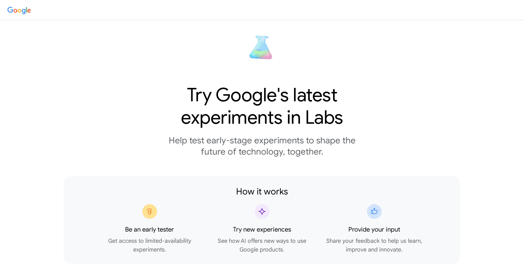 Google Labs screenshot