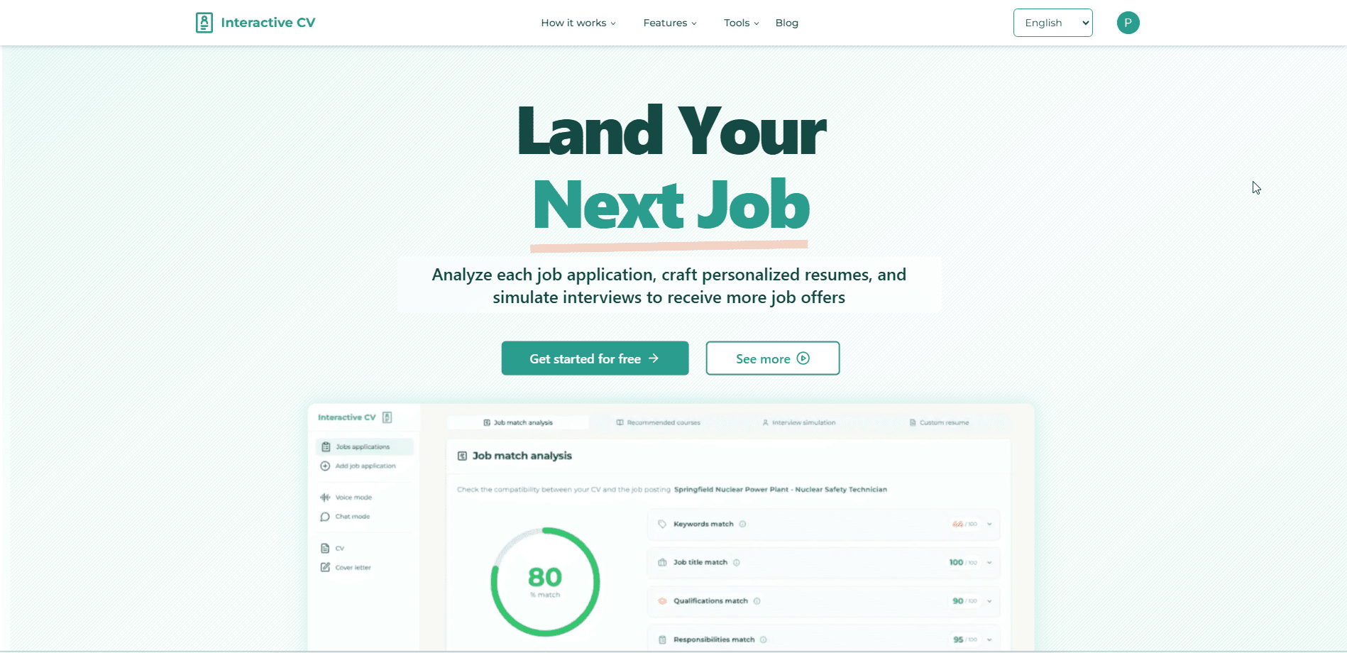 Interactive CV screenshot