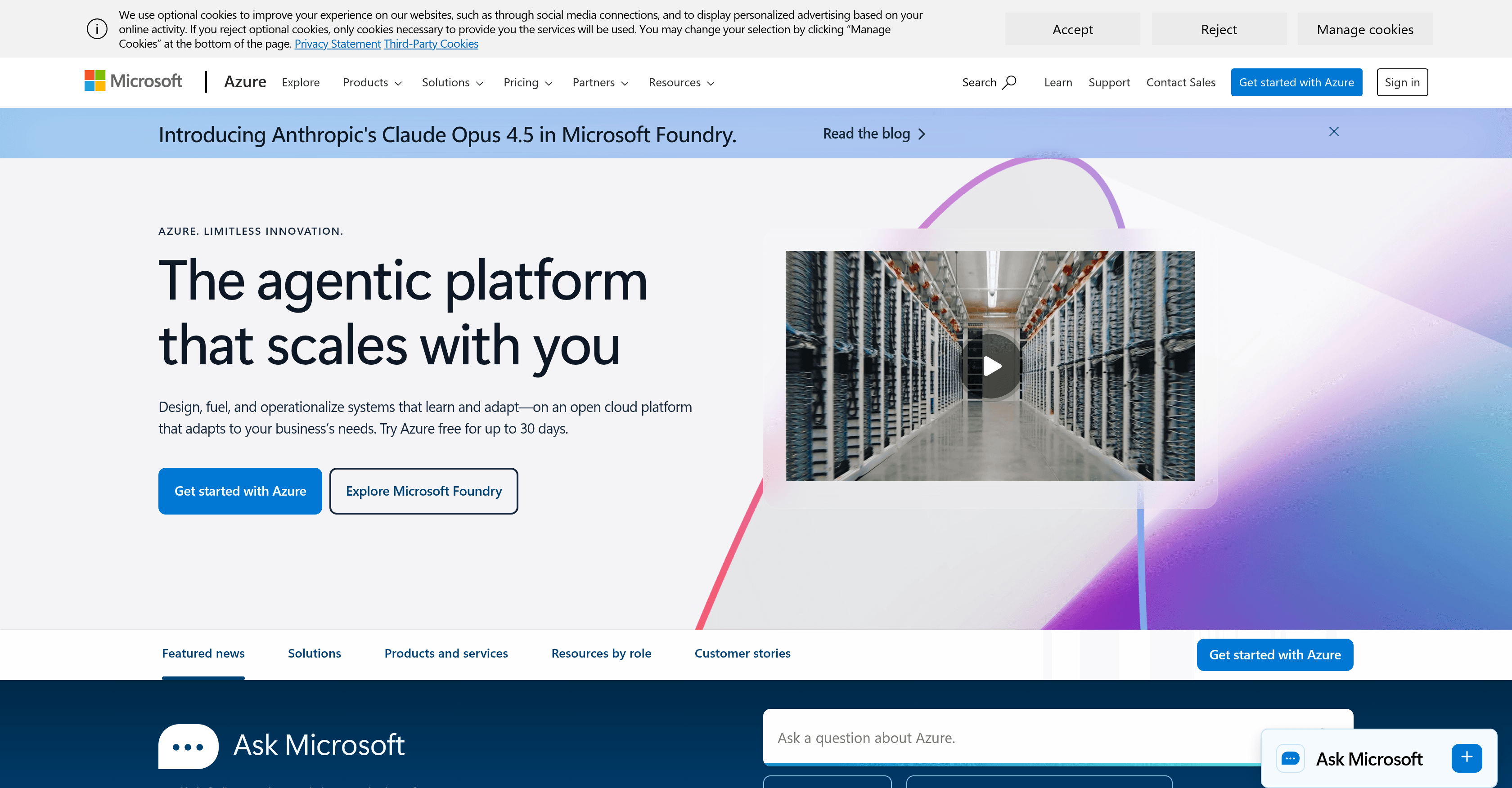 Microsoft Azure screenshot