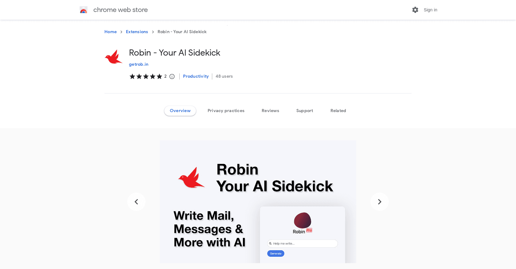 Robin Sideckick screenshot