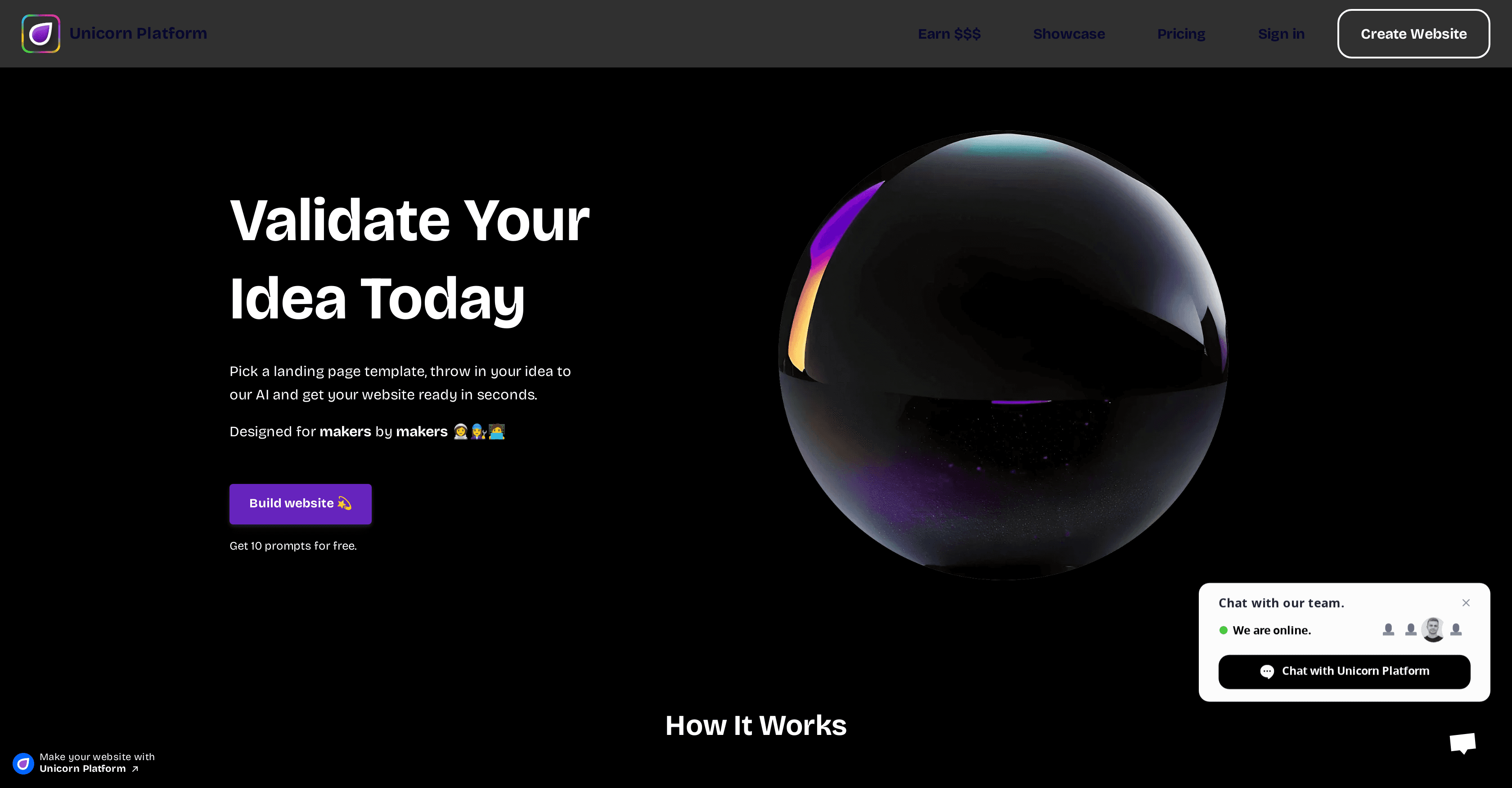 Unicorn platform screenshot