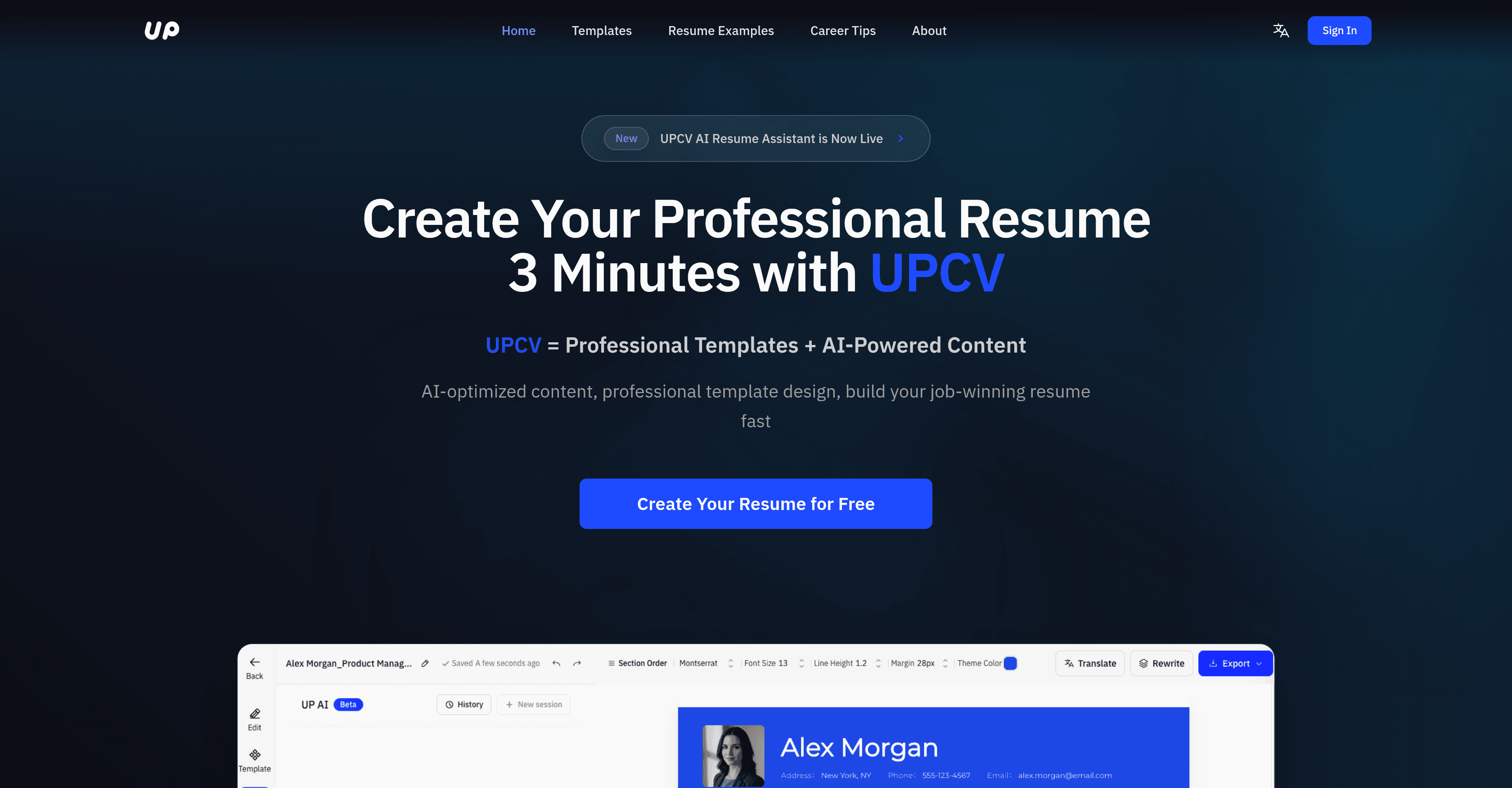 UPCV - AI Resume Builder screenshot