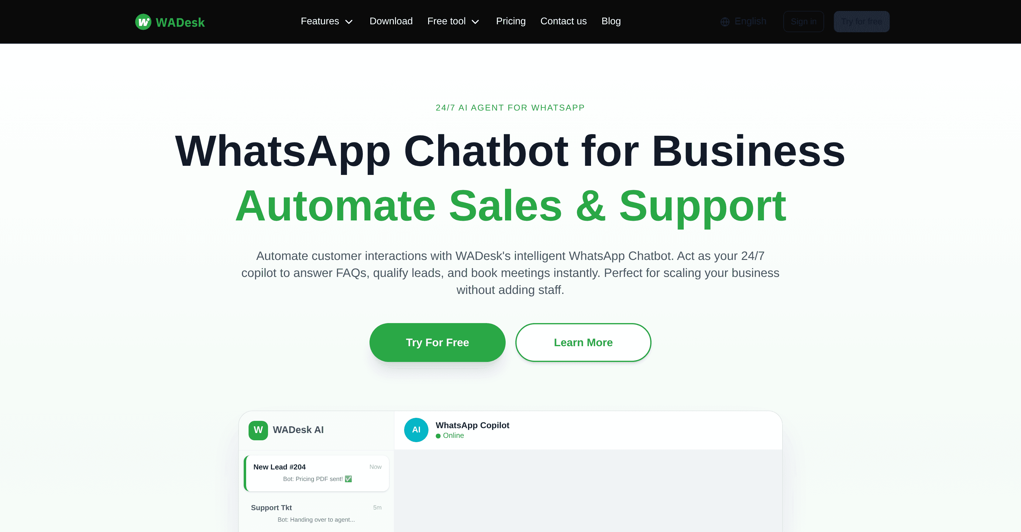 WhatsApp Chatbot screenshot